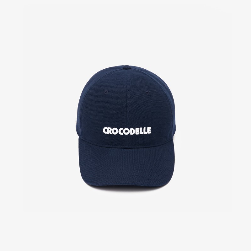 Casquette en piqué de coton avec crocodile brodé