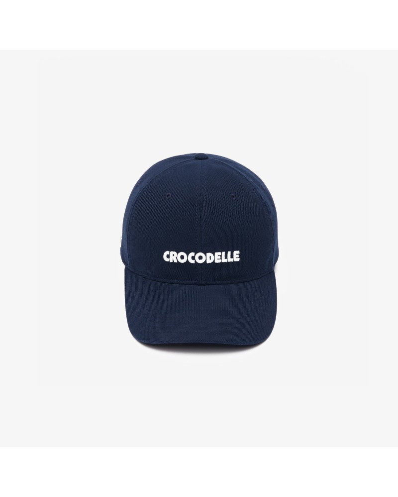 Casquette en piqué de coton avec crocodile brodé