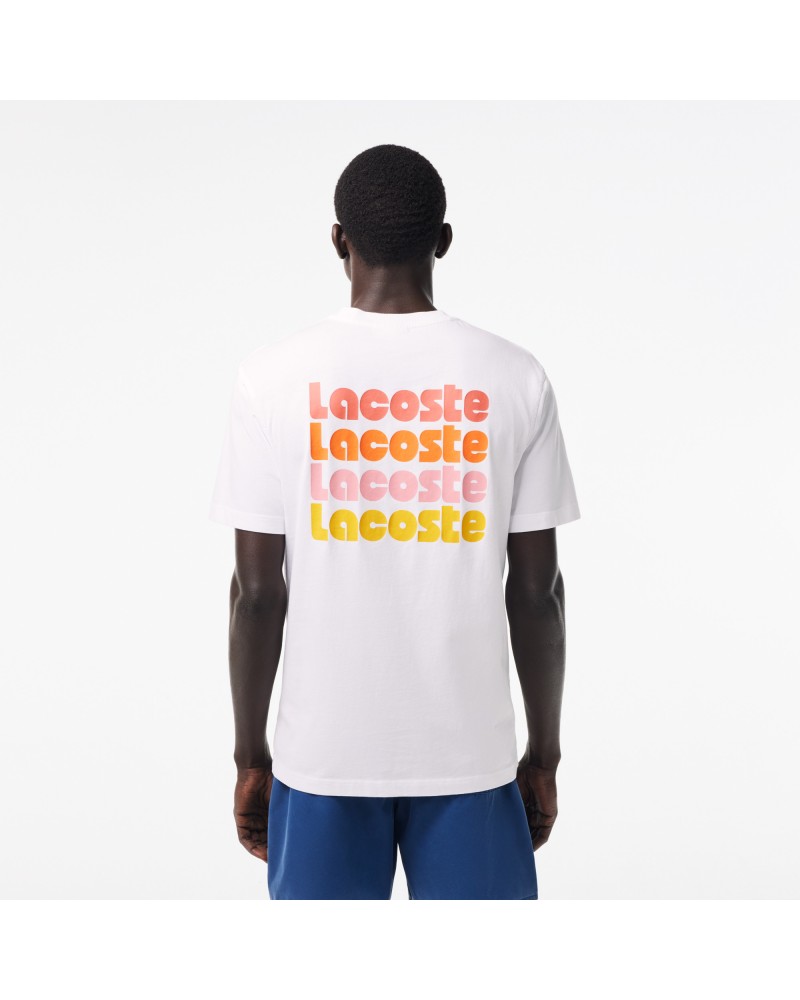 T-shirt délavé avec imprimé Lacoste en dégradé