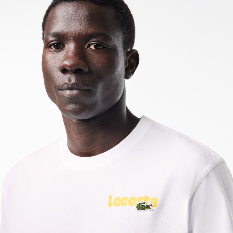 T-shirt délavé avec imprimé Lacoste en dégradé