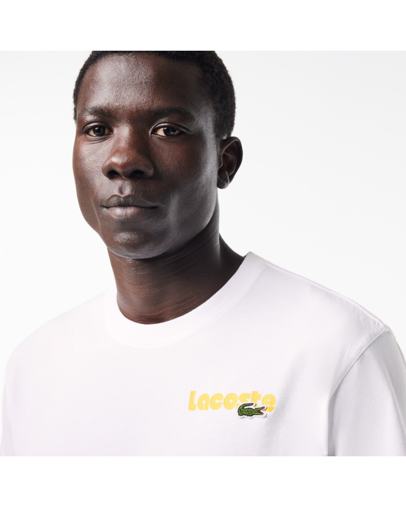 T-shirt délavé avec imprimé Lacoste en dégradé