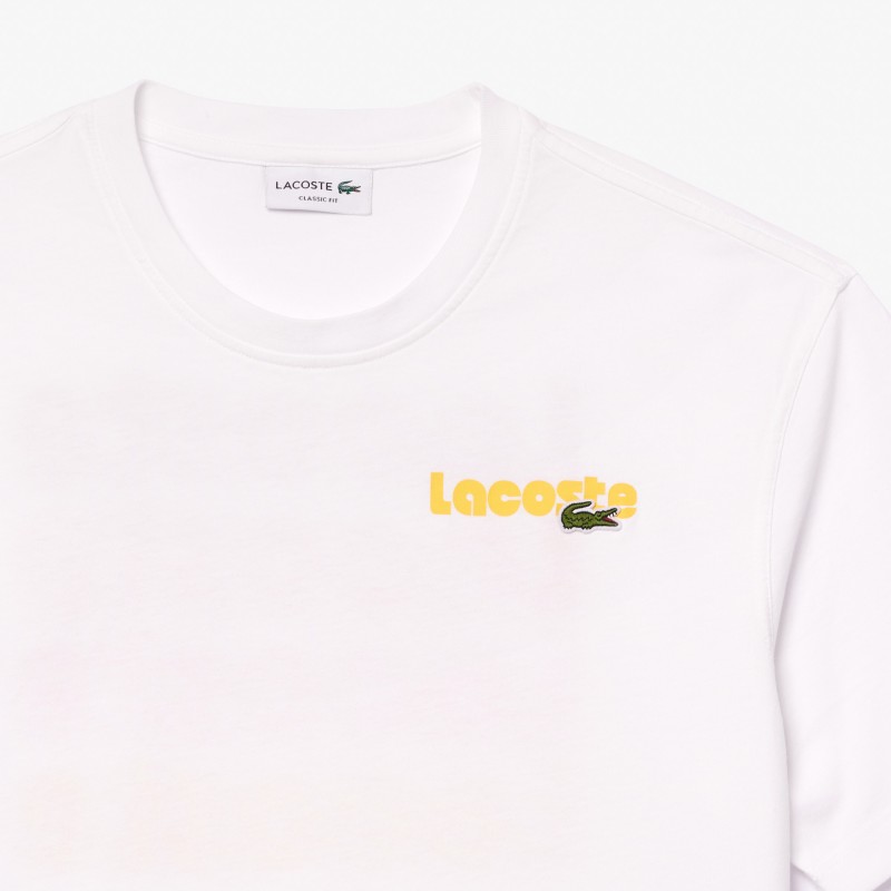 T-shirt délavé avec imprimé Lacoste en dégradé