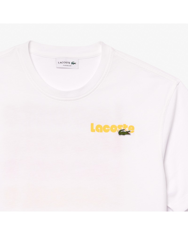 T-shirt délavé avec imprimé Lacoste en dégradé