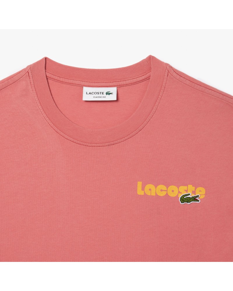 T-shirt délavé avec imprimé Lacoste en dégradé