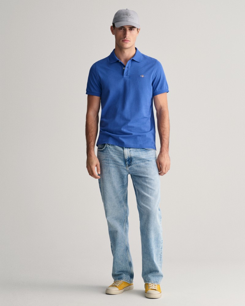 Polo regular fit en coton piqué Shield